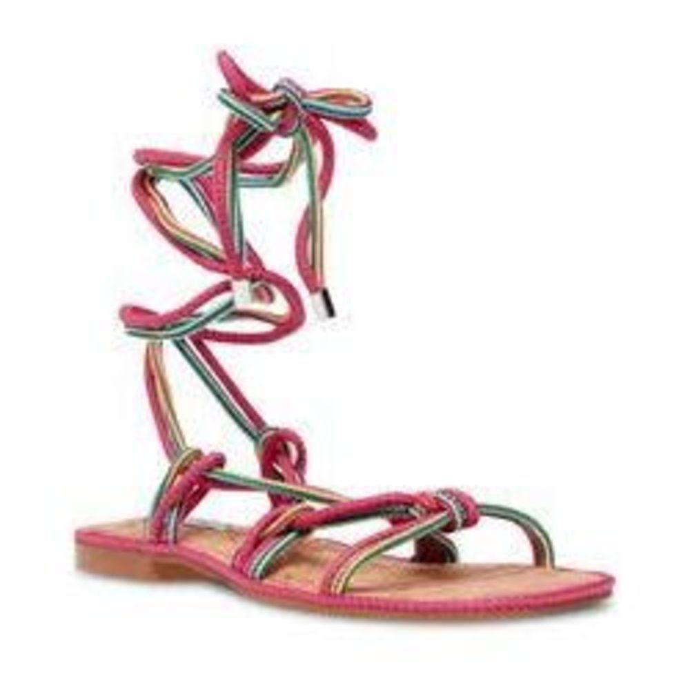 Steven Madden Pink Multicolor Lace Up Tie Gladiator Sensible Sandals NWT Size 6